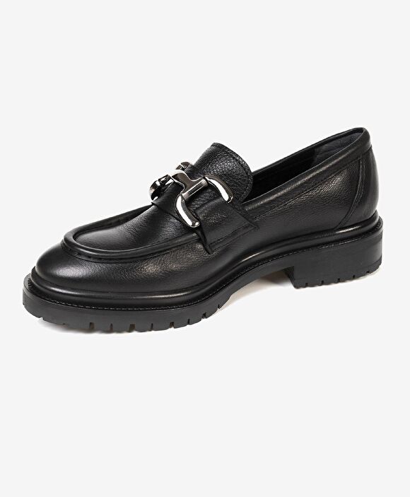 Kadın Siyah Hakiki Deri Termo Taban Loafer Ayakkabı