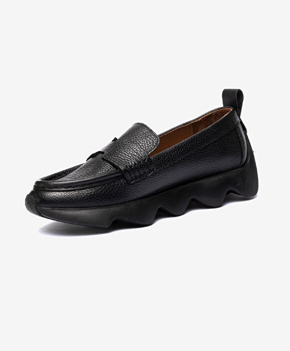 Kadın Siyah Hakiki Deri Loafer Ayakkabı