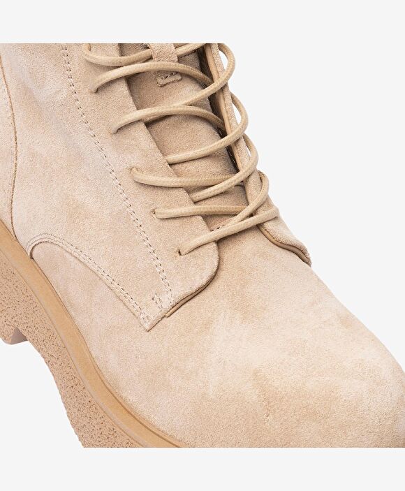 Kadın Koyu Bej Hakiki Deri Memory Foam Taban Military Bot