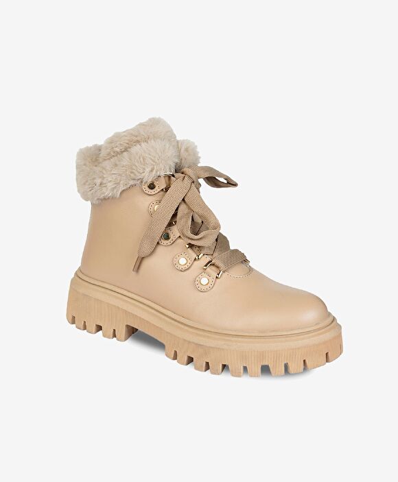 Kadın Koyu Bej Hakiki Deri Casual Bot