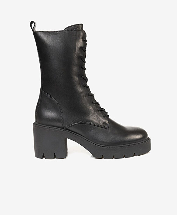 Kadın Siyah Hakiki Deri Termo Light Taban Military Bot