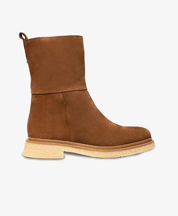 Kadın Tütün Hakiki Deri Termo Taban Topuklu Bot