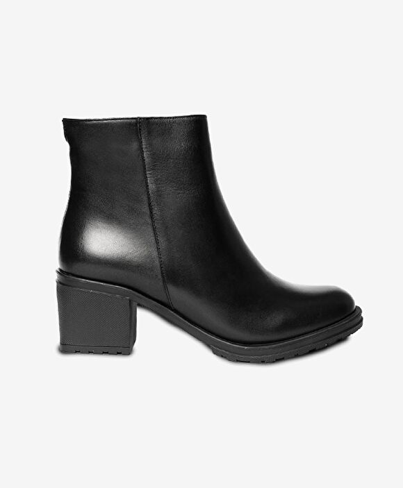 Kadın Siyah Hakiki Deri Topuklu Bot