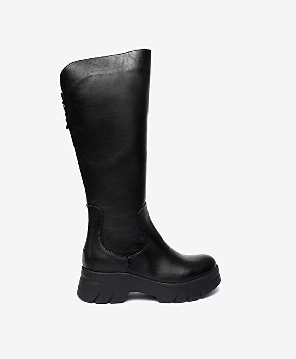 Kadın Siyah Hakiki Deri Termo Taban Çizme