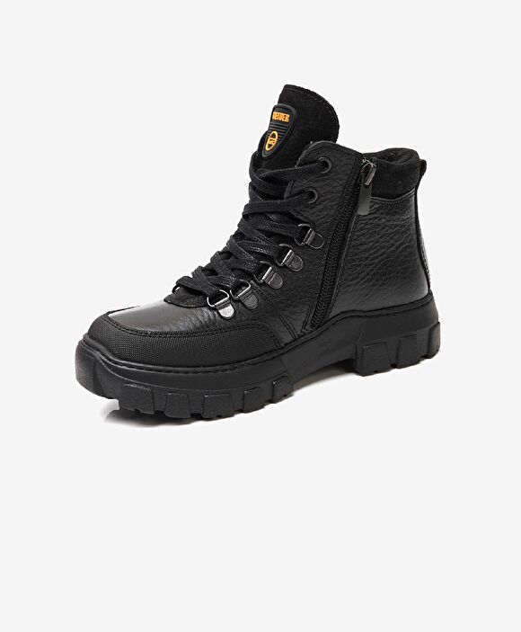 Erkek Çocuk Siyah Hakiki Deri Bot