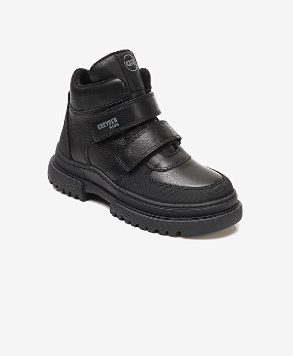 Çocuk Siyah Hakiki Deri Bot