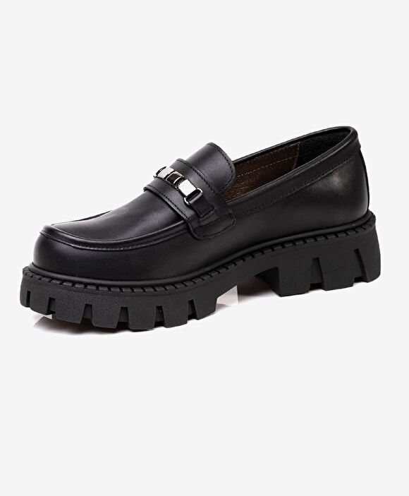 Kız Çocuk Siyah Hakiki Deri Ayakkabı