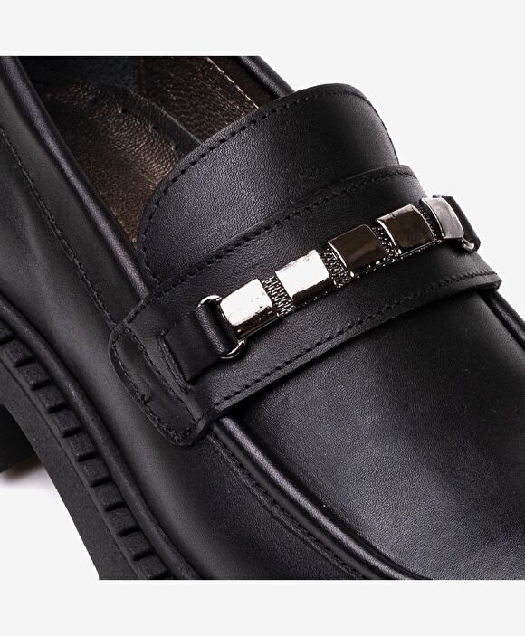 Kız Çocuk Siyah Hakiki Deri Ayakkabı