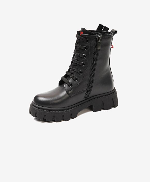 Kız Çocuk Siyah Hakiki Deri Bot