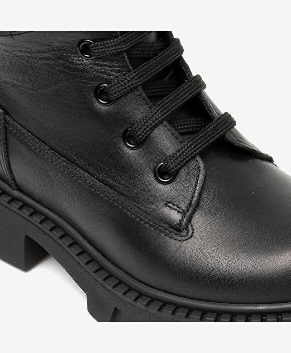 Kız Çocuk Siyah Hakiki Deri Bot