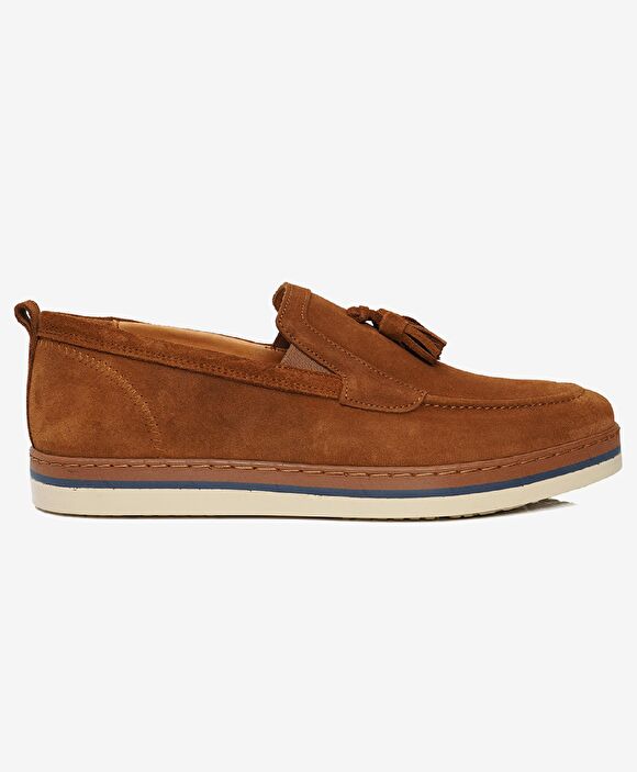 Erkek Taba Hakiki Deri Loafer Ayakkabı
