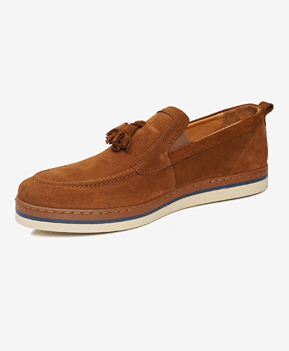 Erkek Taba Hakiki Deri Loafer Ayakkabı