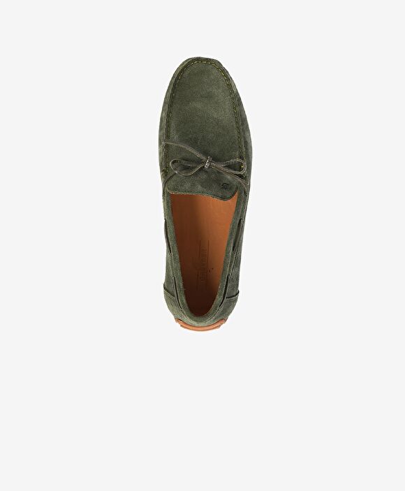 Erkek Haki Hakiki Deri Loafer Ayakkabı