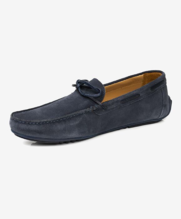 Erkek Lacivert Hakiki Deri Loafer Ayakkabı