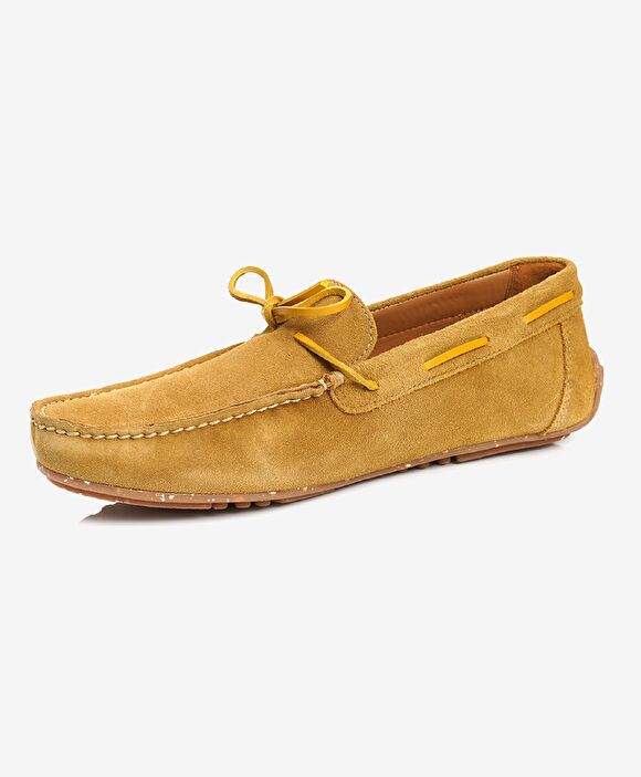 Erkek Hardal Hakiki Deri Loafer Ayakkabı