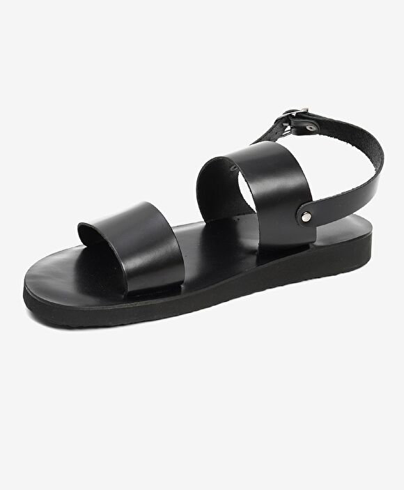 Erkek Siyah Hakiki Deri Sandalet