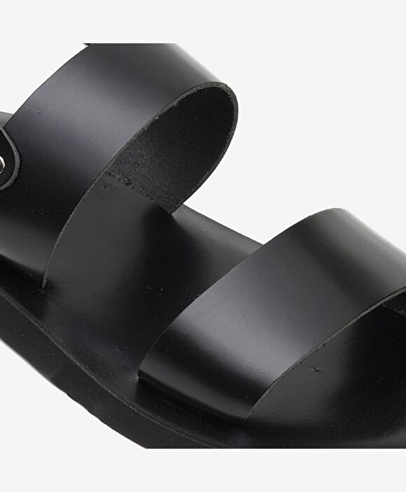Erkek Siyah Hakiki Deri Sandalet