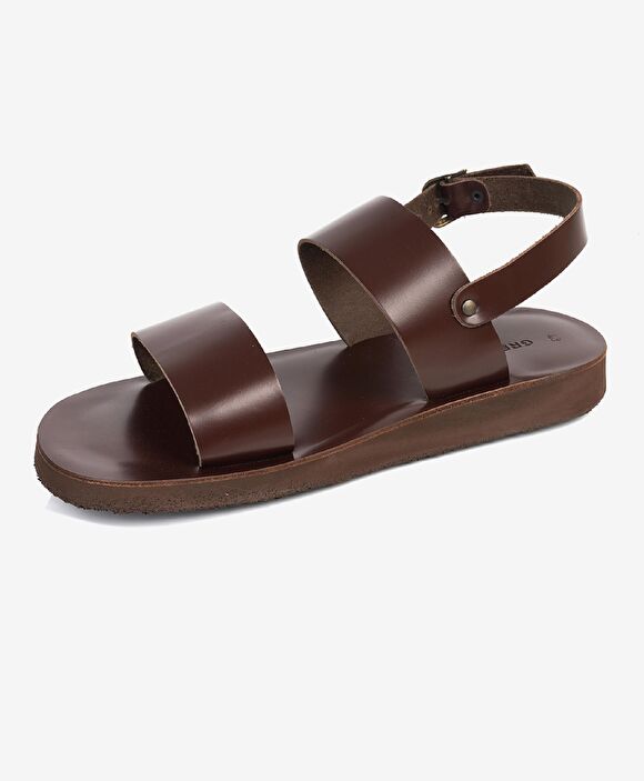Erkek Kahverengi Hakiki Deri Sandalet