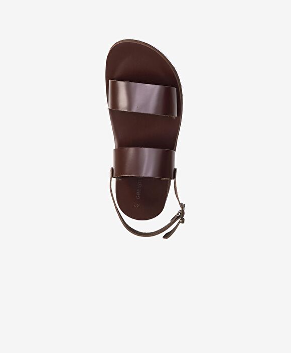 Erkek Kahverengi Hakiki Deri Sandalet