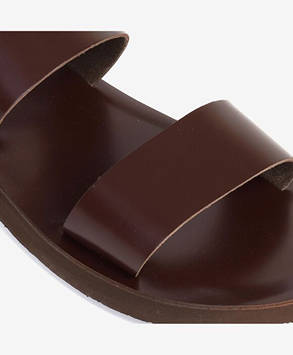Erkek Kahverengi Hakiki Deri Sandalet