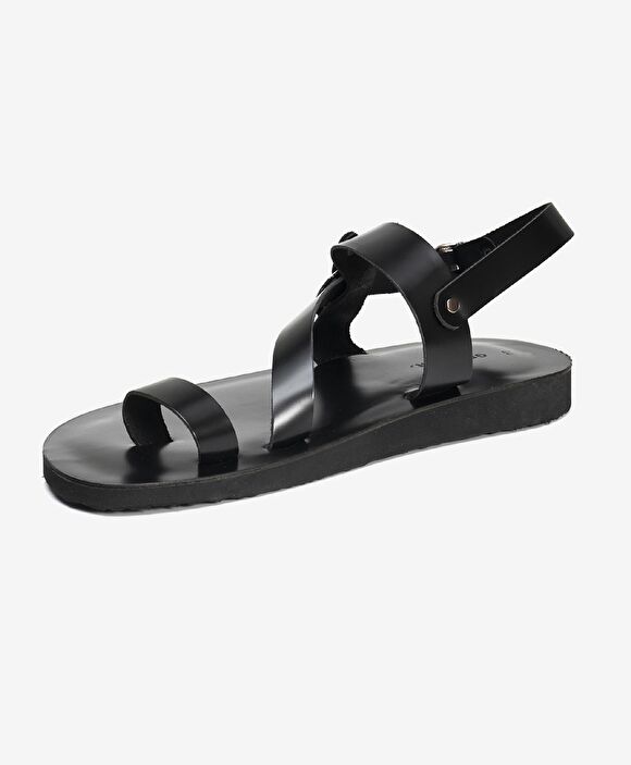 Erkek Siyah Hakiki Deri Sandalet