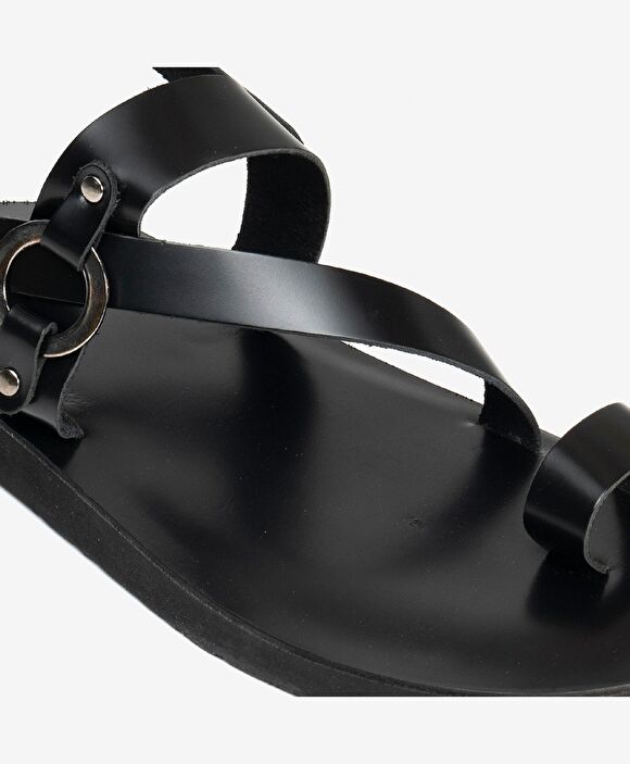 Erkek Siyah Hakiki Deri Sandalet