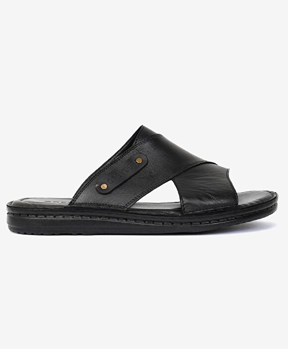 Erkek Siyah Hakiki Deri Terlik