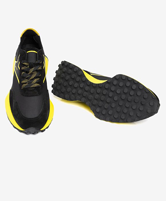 Erkek Siyah Sarı Hakiki Deri Spor Ayakkabı