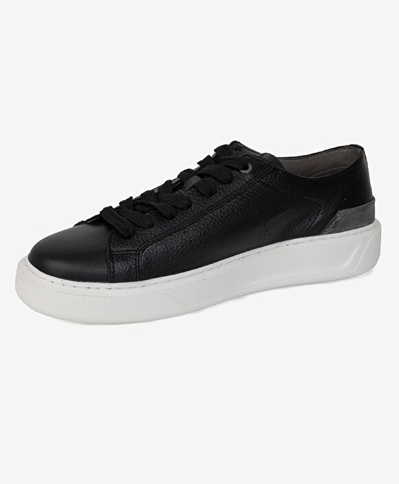 Erkek Siyah Hakiki Deri Sneaker Ayakkabı