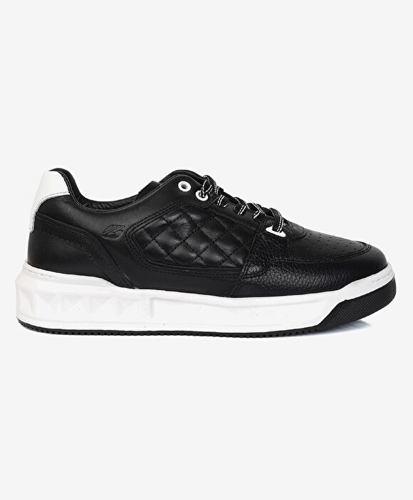 Erkek Siyah Hakiki Deri Sneaker Ayakkabı