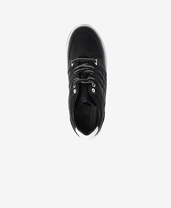 Erkek Siyah Hakiki Deri Sneaker Ayakkabı