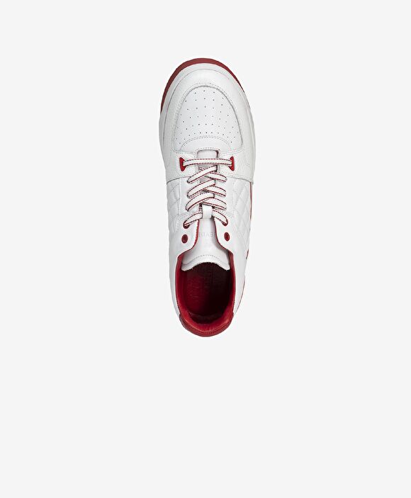 Erkek Beyaz Kırmızı Hakiki Deri Sneaker Ayakkabı