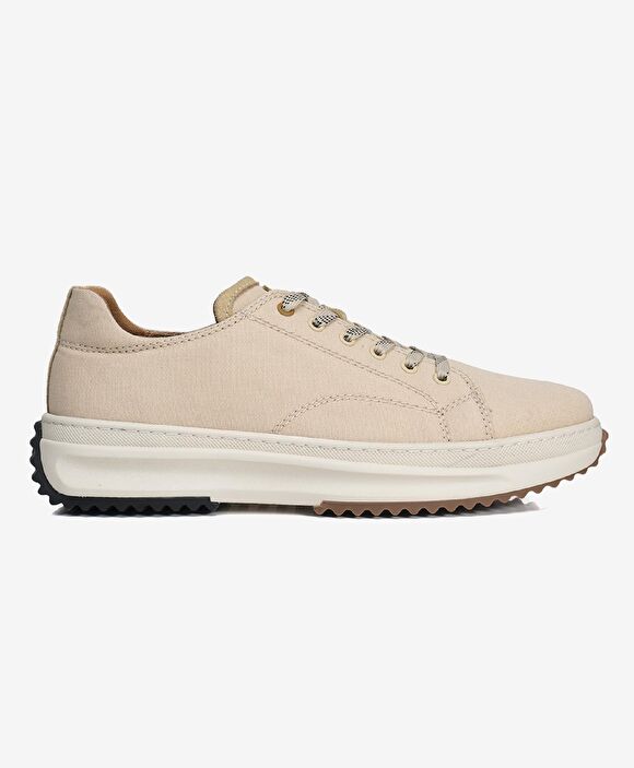Erkek Bej Hakiki Deri Sneaker Ayakkabı