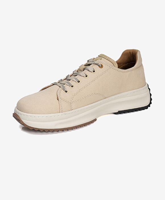 Erkek Bej Hakiki Deri Sneaker Ayakkabı
