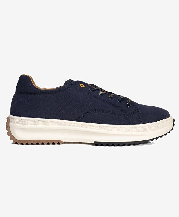 Erkek Lacivert Hakiki Deri Sneaker Ayakkabı
