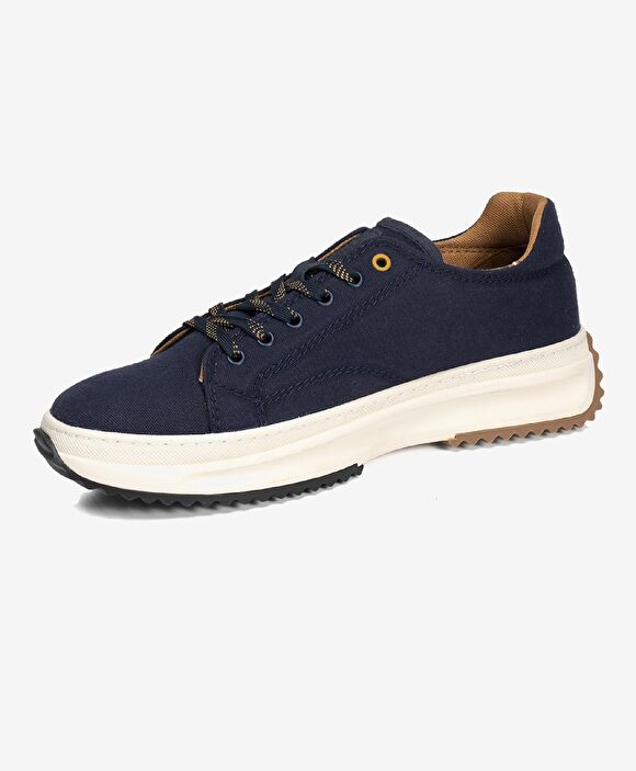 Erkek Lacivert Hakiki Deri Sneaker Ayakkabı