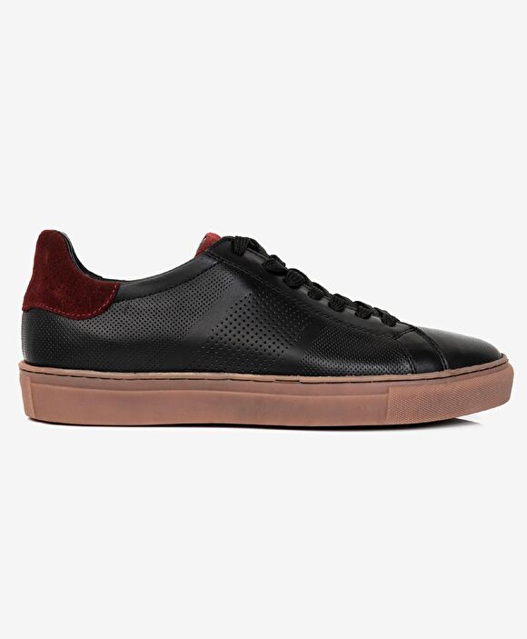 Erkek Siyah Hakiki Deri Sneaker Ayakkabı