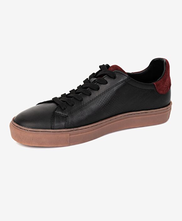 Erkek Siyah Hakiki Deri Sneaker Ayakkabı