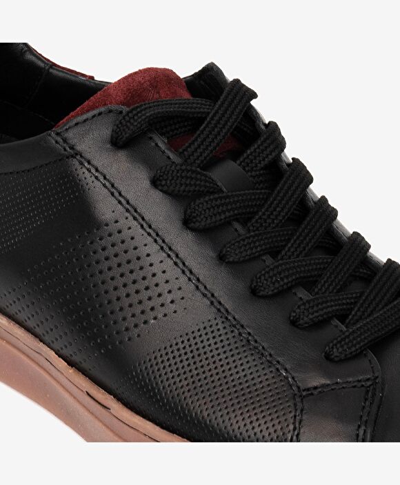 Erkek Siyah Hakiki Deri Sneaker Ayakkabı