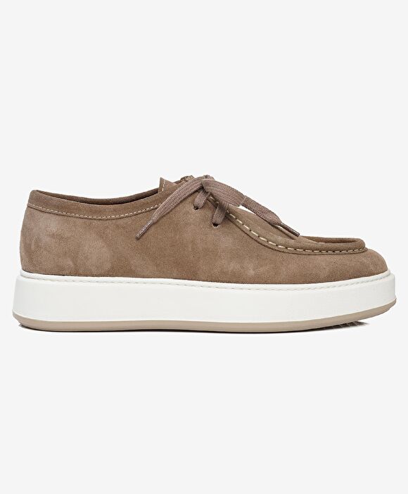 Erkek Bej Süet Hakiki Deri Sneaker Ayakkabı