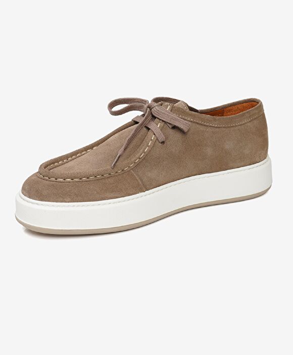 Erkek Bej Süet Hakiki Deri Sneaker Ayakkabı