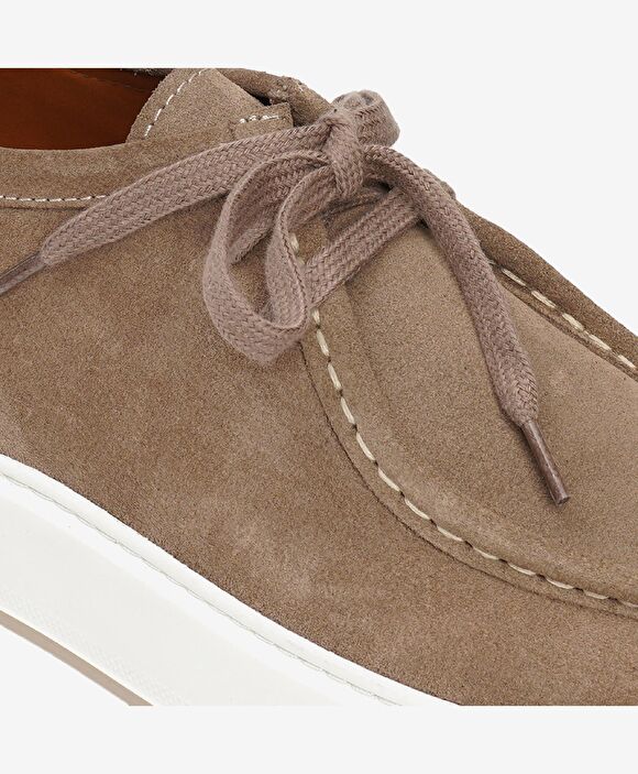 Erkek Bej Süet Hakiki Deri Sneaker Ayakkabı