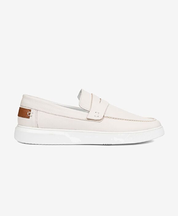 Erkek Bej Hakiki Deri Sneaker Ayakkabı