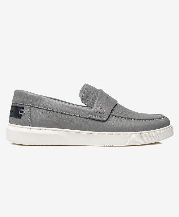 Erkek Gri Hakiki Deri Sneaker Ayakkabı