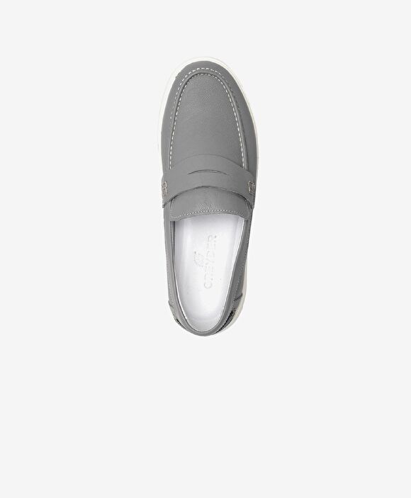 Erkek Gri Hakiki Deri Sneaker Ayakkabı