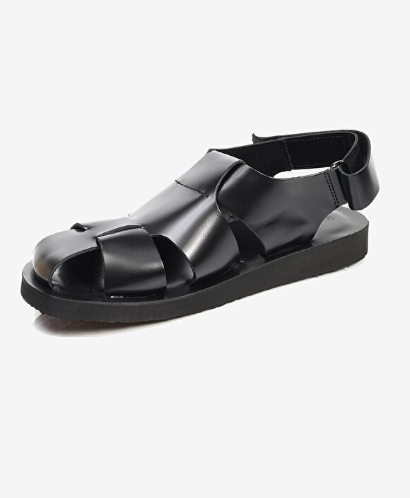 Erkek Siyah Hakiki Deri Sandalet