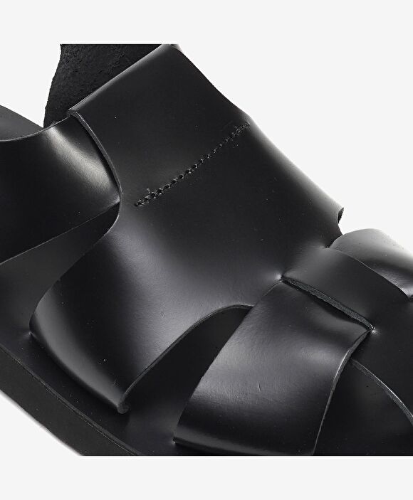 Erkek Siyah Hakiki Deri Sandalet