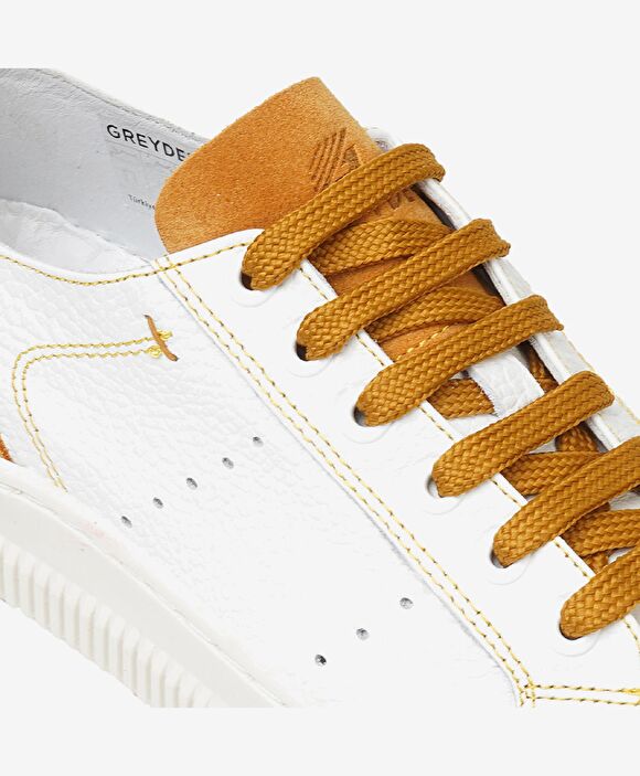 Kadın Beyaz Hardal Hakiki Deri Sneaker Ayakkabı