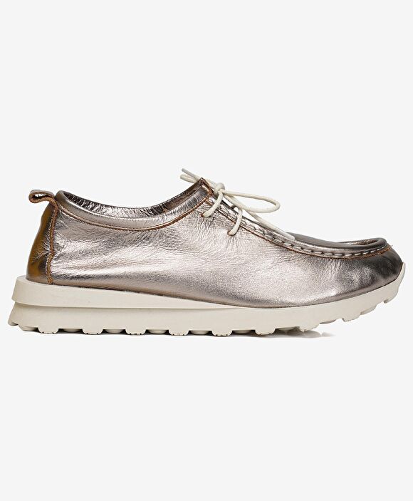 Kadın Bronz Metalik Hakiki Deri Casual Ayakkabı