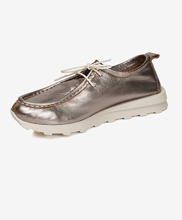 Kadın Bronz Metalik Hakiki Deri Casual Ayakkabı